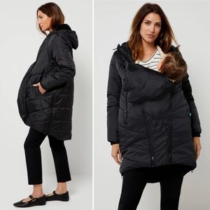 Modern Eternity Harper 3-in-1 Cocoon Maternity Coat black puffer babywearing